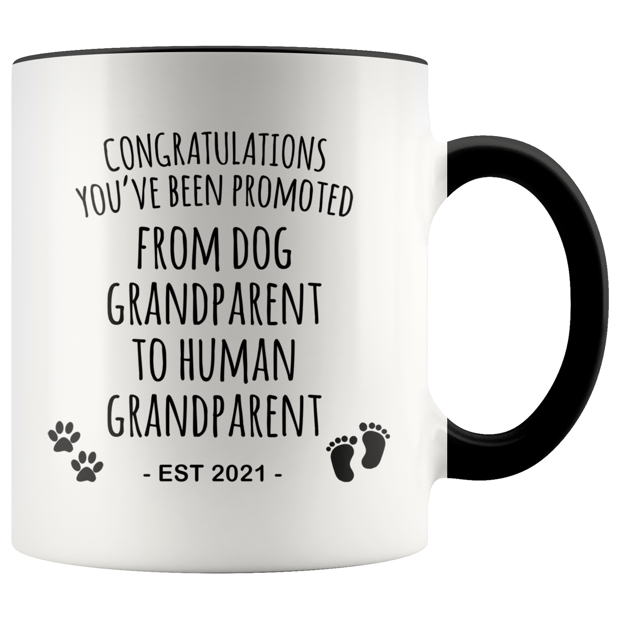 Dog Grandparent To Human Grandparent Mug Est 2021 Pregnancy Reveal First Time Grandparent Gift Promoted to Grandparent Cup Baby Announcement