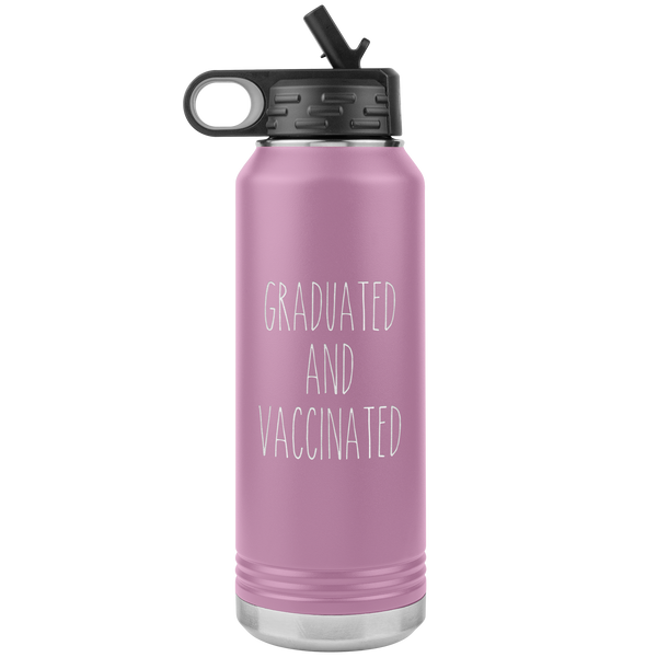Class of 2021 Graduation Gift Graduated and Vaccinated Insulated Water Bottle Tumbler 32oz BPA Free