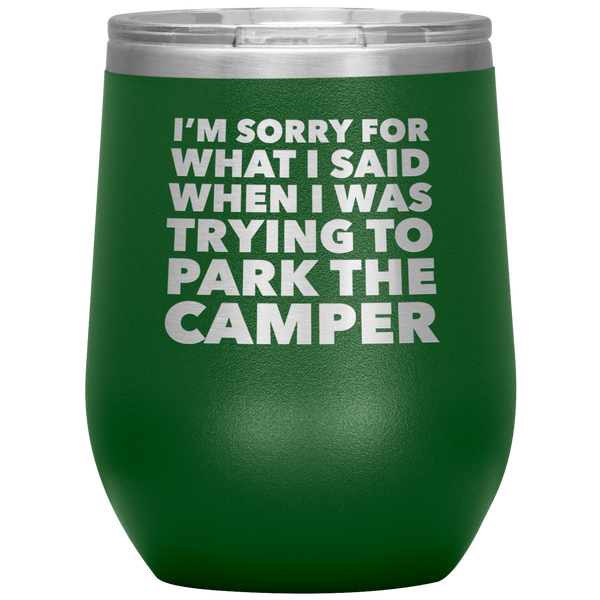Camper Gifts Funny Camping Wine Tumbler for a RV Owner Stemless Insulated Hot Cold BPA Free 12oz Travel Sippy Cup