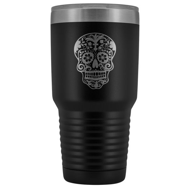 Sugar Skull Tumbler Dia De Los Muertos Metal Mug Double Wall Vacuum Insulated Hot/Cold Travel Cup 30oz BPA Free-Cute But Rude