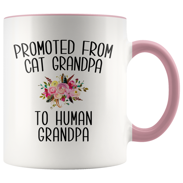 Promoted From Cat Grandpa To Human Grandpa Mug Grandfather Pregnancy Announcement Father in Law Reveal Gift for Him