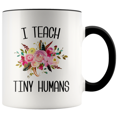 Teaching Tiny Humans Mug Funny Preschool Teacher Gift Pre K Floral Coffee Cup