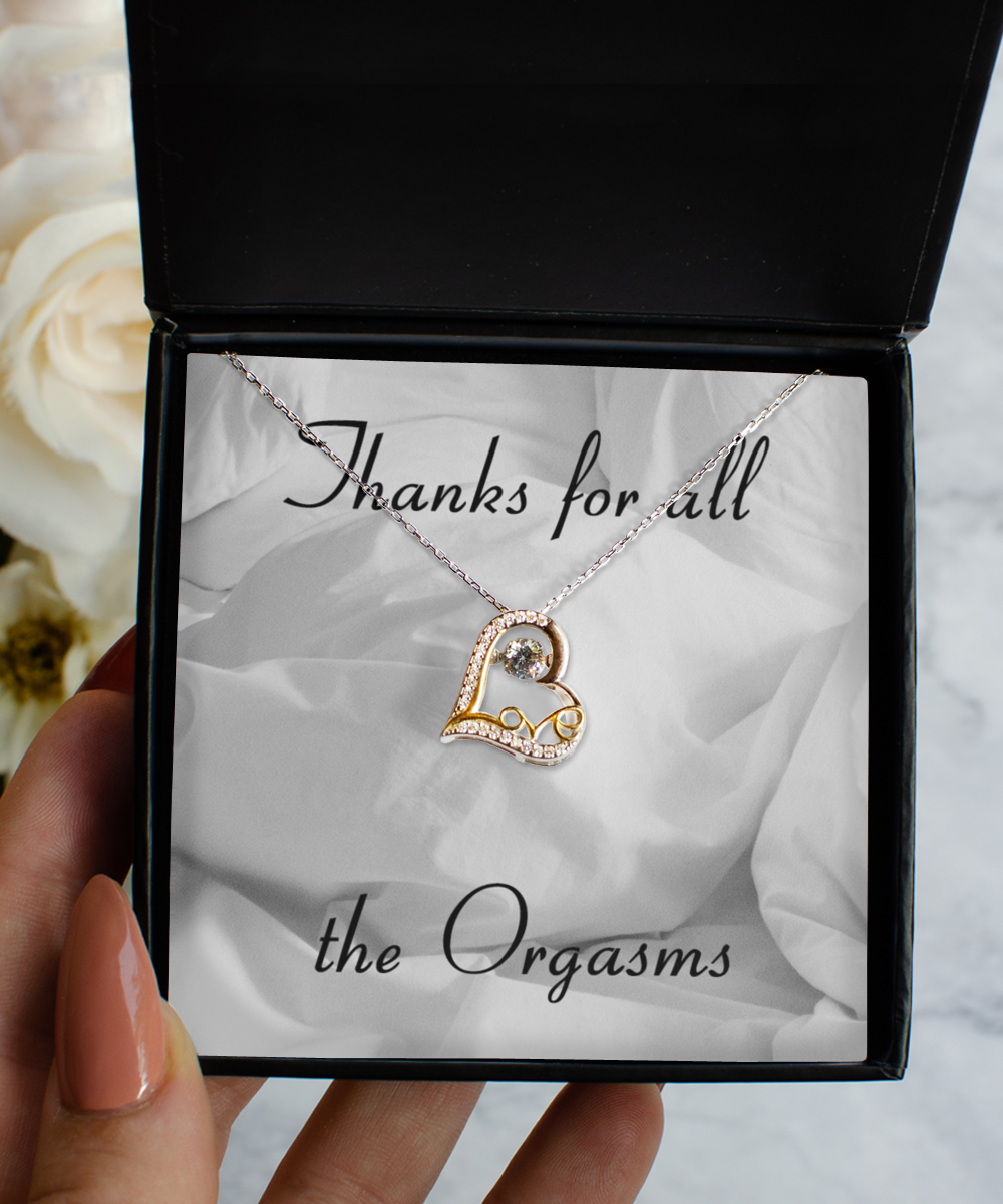 Gift for Girlfriend Thanks for all the Orgasms Necklace Gold Plated Sterling Silver Heart Love for Valentine's Day