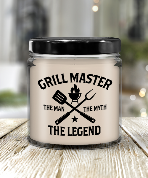 Grill Master The Man The Myth The Legend Candle 9 oz Vanilla Scented Soy Wax Blend Candles Funny Gift