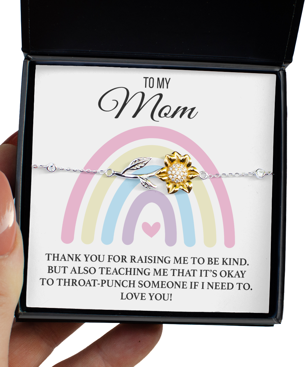 Funny Mother's Day Gift for Badass Mom Appreciation To My Mom Throat Punch Message Card Bracelet for Military Mom