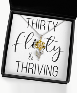 Funny 30th Birthday Gift Dirty 30 Thirty Flirty & Thriving Happy Birthday 30th Gift 30 Year Old Flower Necklace for Women