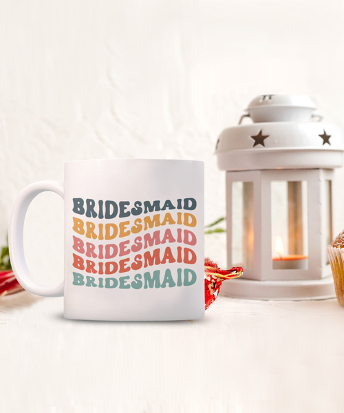 Bridesmaid Mug, Groovy Bachelorette, Groovy Bridesmaid, Retro Bridesmaid Mug, Bridal Party Mugs, Wedding Day, Aesthetic Boho Coffee Cup