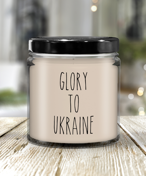 Glory to Ukraine I Stand With Ukraine Pray for Ukraine 9oz Vanilla Scented Soy Wax Blend Candle Gift