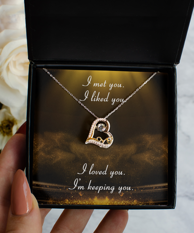 Romantic Gift for Wife Valentine's Day Present Wife Gifts I'm Keeping You Sterling Silver 14K Gold Plated Heart Necklace with CZ Pendant