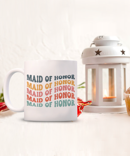 Maid of Honor Mug, MOH Mug, Bridesmaid Mug, Groovy Bachelorette, Groovy Bridesmaid, Retro Bridesmaid Mug, Bridal Party Mugs, Wedding Day, Bridal Party Gifts