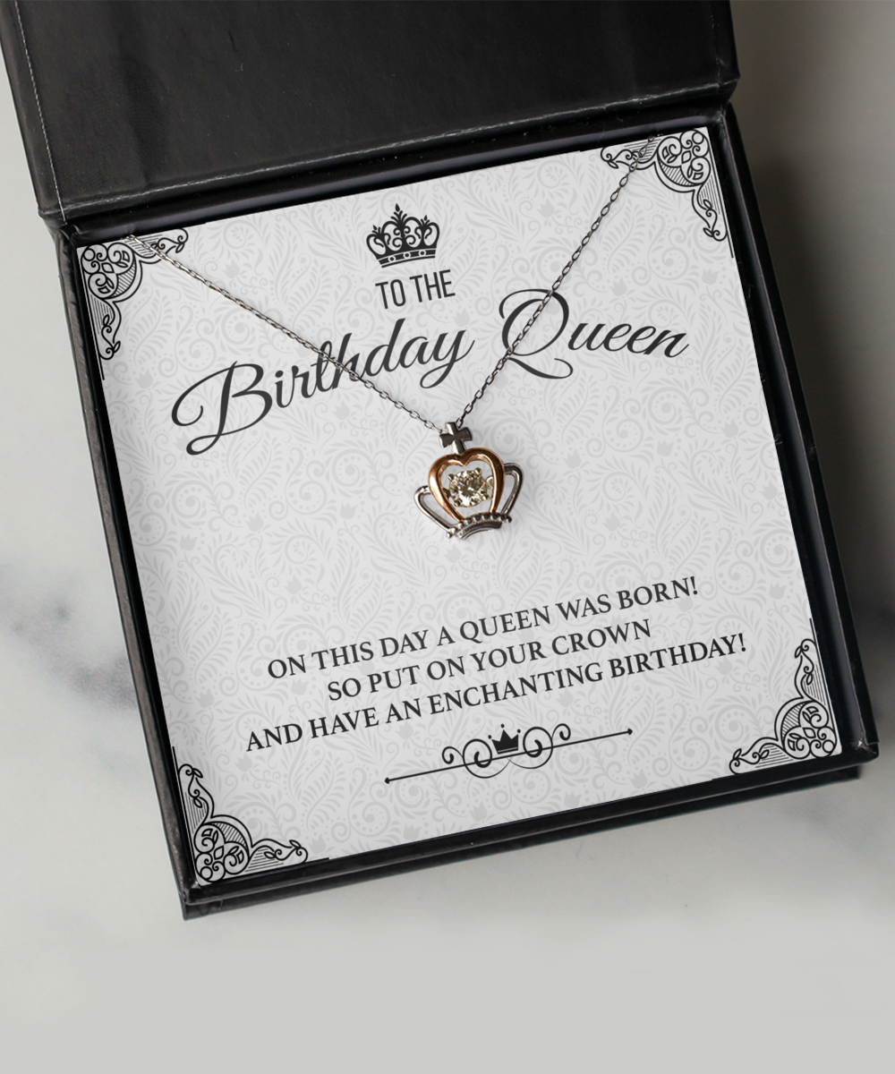 Birthday Queen Necklace for Women Silver Gift for Friend Girlfriend Wife Mom Birthday