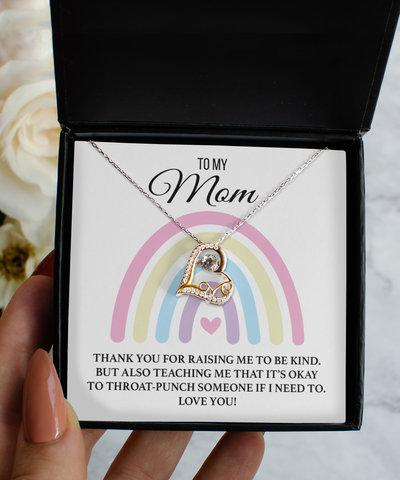 Funny Mother's Day Gift for Badass Mom Appreciation To My Mom Throat Punch Message Card Necklace for Military Mom