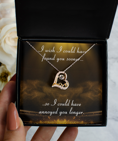 Funny Gift for Wife Valentine's Day Present I Wish I Could Have Found You Sooner Sterling Silver 14K Gold Plated Heart Necklace with CZ Pendant