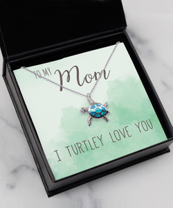 Mother's Day Gift for Mom Gift From Son to Mom Opal Turtle Necklace Pendant Charm Sea Turtle Gift Tortoise Necklace