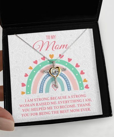 Single Mom Gift for Badass Mom Appreciation To My Mom Mother's Day Cross Necklace From Daughter for Single Parent Military Mom