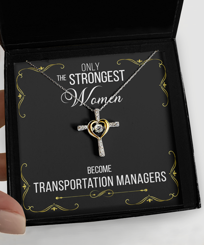 Gift For Transportation Managers Gifts For Her Only The Strongest Women Become Transportation Managers Cross Necklace 14K Gold Plated Sterling Silver Cubic Zirconia Pendant