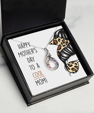 Mom Gift From Kids Happy Mother's Day to a Cool Mom Phoenix Rising Necklace Leopard Print Message Card Gift Box for Mom