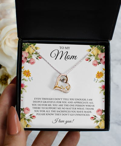 To My Mom Gift for Mamas Gifts for Mother’s Day 14K Gold Plated Sterling Silver Cubic Zirconia Heart Pendant Necklace Gifts for Her From Daughter From Son