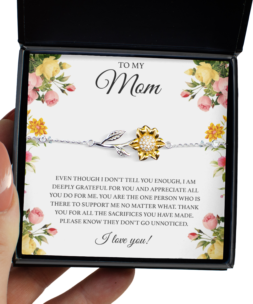 To My Mom Gift for Mamas Gifts for Mother’s Day 14K Gold Plated 925 Sterling Silver Cubic Zirconia Sunflower Gifts for Her From Daughter From Son