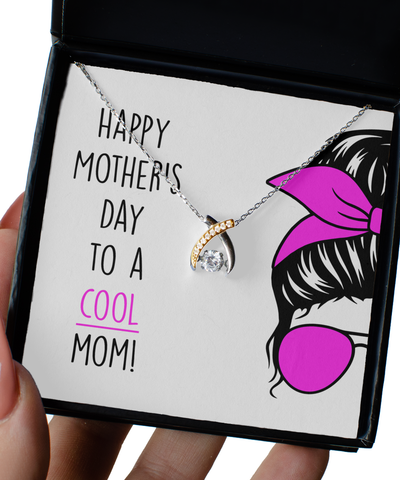 Mom Gift From Kids Happy Mother's Day to a Cool Mom Wishbone Necklace Message Card Gift Box for Mom