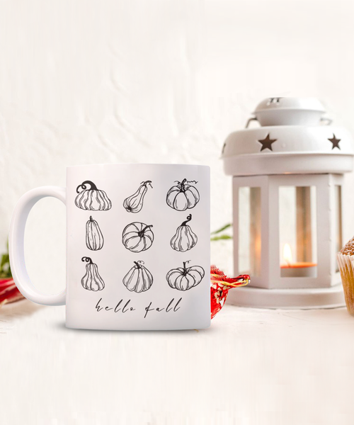 Hello Fall Mug, Autumn Mug, Pumpkin Mug, Fall Coffee Cup, Pumpkin Spice Mug