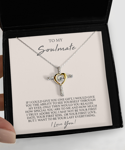 To My Soulmate Necklace Gift for Soulmate Gift for Wife Gift for Girlfriend Cross