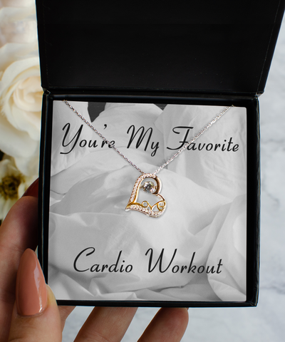 Sexy Gift for Girlfriend for Valentine's Day Wife Gift You're My Favorite Cardio Workout Sterling Silver 14K Gold Plated CZ Heart Necklace