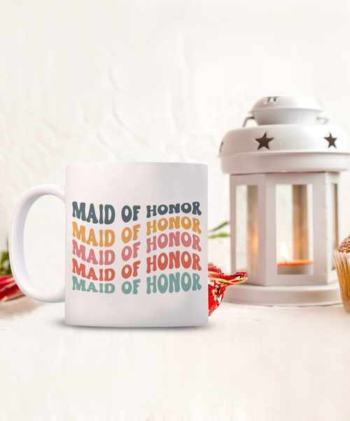 Maid of Honor Mug, MOH Mug, Bridesmaid Mug, Groovy Bachelorette, Groovy Bridesmaid, Retro Bridesmaid Mug, Bridal Party Mugs, Wedding Day, Bridal Party Gifts
