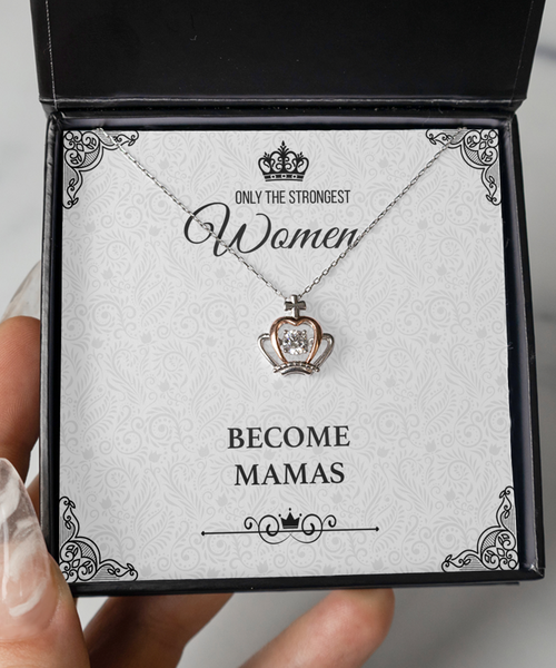 Gift for Mamas Gifts for Her Only The Strongest Women Become Mamas Necklace Rose Gold Plated Sterling Silver Cubic Zirconia Pendant