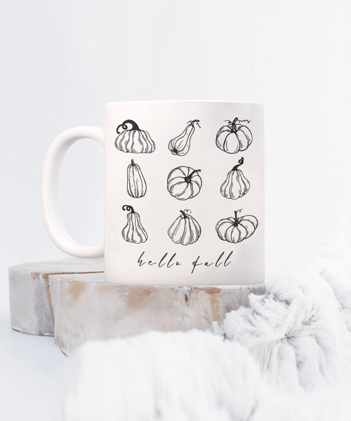 Hello Fall Mug, Autumn Mug, Pumpkin Mug, Fall Coffee Cup, Pumpkin Spice Mug