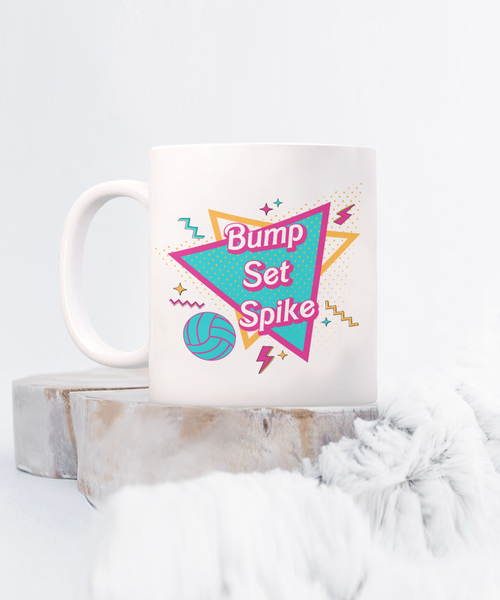 Bump Set Spike Mug, Volleyball Mom, Volleyball Coach, Volleyball Player Gift, Volleyball Team Gift, Volleyball Gift Idea, Retro 90's Coffee Cup