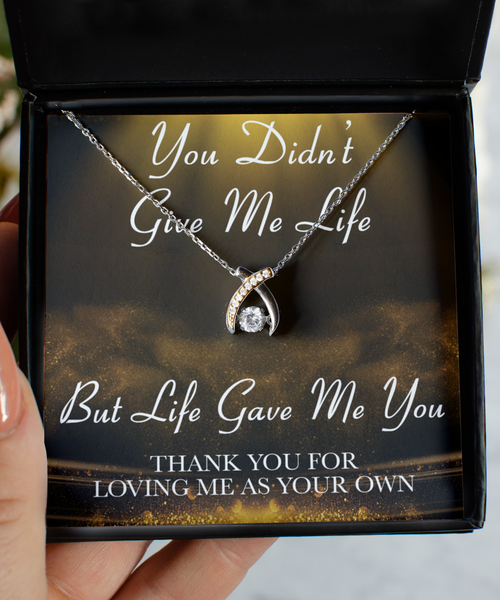 Adoptive Mom Gift Idea From Adopted Daughter Mother's Day Adoptive Parent Present Life Gave Me You Wishbone Necklace