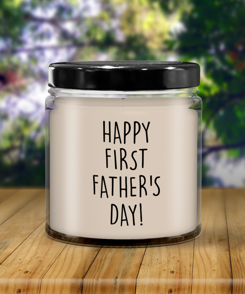 Happy First Father's Day Candle 9 oz Vanilla Scented Soy Wax Blend Candles Funny Gift