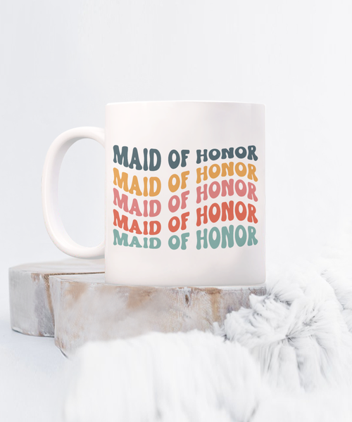 Maid of Honor Mug, MOH Mug, Bridesmaid Mug, Groovy Bachelorette, Groovy Bridesmaid, Retro Bridesmaid Mug, Bridal Party Mugs, Wedding Day, Bridal Party Gifts