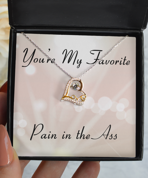 Funny Gift for Wife Valentine's Day Girlfriend Gift Favorite Pain in the Ass Sterling Silver 14K Gold Plated CZ Heart Necklace