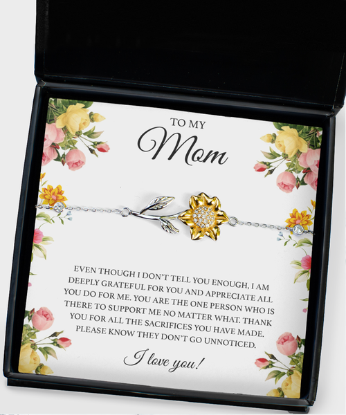 To My Mom Gift for Mamas Gifts for Mother’s Day 14K Gold Plated 925 Sterling Silver Cubic Zirconia Sunflower Gifts for Her From Daughter From Son