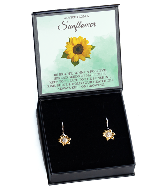 Gratitude Gift Bestie Gift Soul Sister Gift Friendship Gift for Her Sunflower Gifts Earrings Message Card Gift Box Jewelry