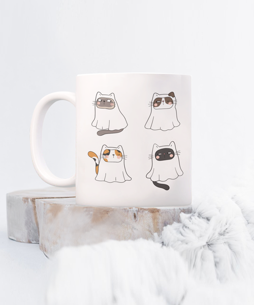 Ghost Cat, Ghost Mug, Spooky Mug, Spooky Season Mug, Cat Halloween Mug, Cat Ghost, Ghost Cats