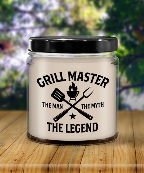 Grill Master The Man The Myth The Legend Candle 9 oz Vanilla Scented Soy Wax Blend Candles Funny Gift