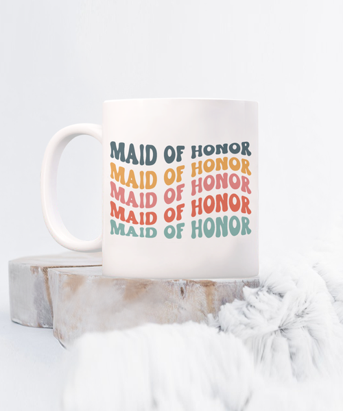 Maid of Honor Mug, MOH Mug, Bridesmaid Mug, Groovy Bachelorette, Groovy Bridesmaid, Retro Bridesmaid Mug, Bridal Party Mugs, Wedding Day, Bridal Party Gifts