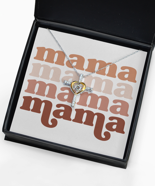 Mama Necklace Gold Plated Silver Cross Heart Necklace New Mom Necklace Mommy Necklace Gift for Mother's Day