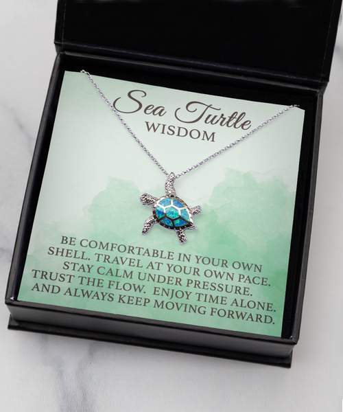 Opal Turtle Necklace Turtle Pendant Turtle Charm Sea Turtle Gift Tortoise Necklace Blue Fire Opal Sea Turtle Wisdom