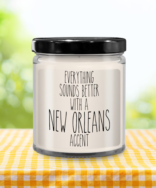 New Orleans Candle, New Orleans Gifts, Everything Sounds Better With A New Orleans Accent 9 oz Vanilla Scented Soy Wax Candle