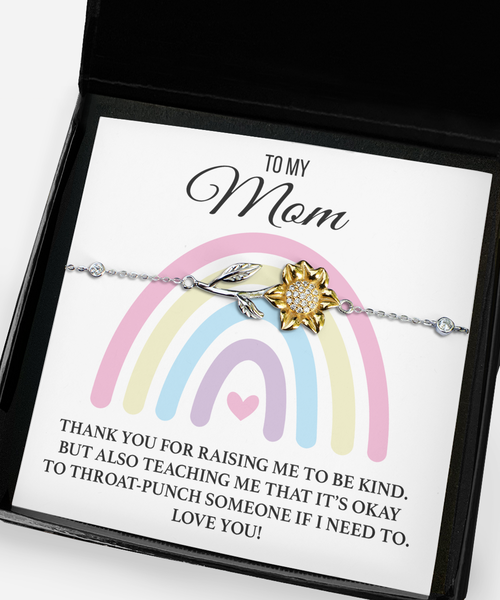 Funny Mother's Day Gift for Badass Mom Appreciation To My Mom Throat Punch Message Card Bracelet for Military Mom