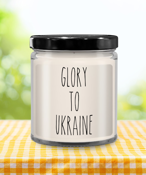 Glory to Ukraine I Stand With Ukraine Pray for Ukraine 9oz Vanilla Scented Soy Wax Blend Candle Gift