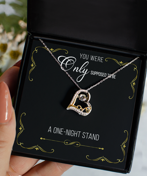 Funny Gift for Girlfriend for Valentine's Day You Were Only Supposed to be a One Night Stand Sterling Silver 14K Gold Plated CZ Heart Necklace