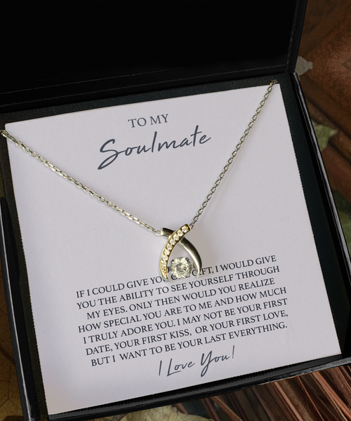 To My Soulmate Necklace Gift for Soulmate Gift for Wife Gift for Girlfriend Gold Plated Sterling Silver