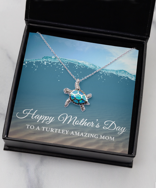 Opal Turtle Necklace Turtle Pendant Turtle Charm Sea Turtle Gift for Mother's Day Tortoise Necklace Blue Fire Opal Gifts