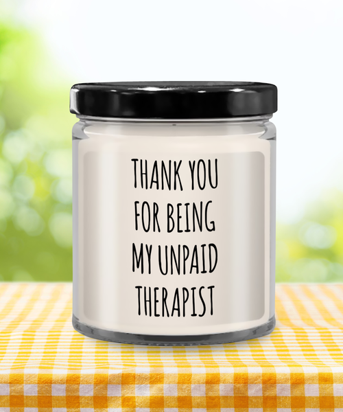 Thank You for Being My Unpaid Therapist Candle 9 oz Vanilla Scented Soy Wax Blend Candles Funny Gift