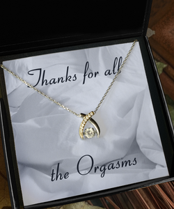 Gift for Girlfriend Thanks for all the Orgasms Necklace Gold Plated Sterling Silver Wishbone Pendant Love Gift for Valentine's Day